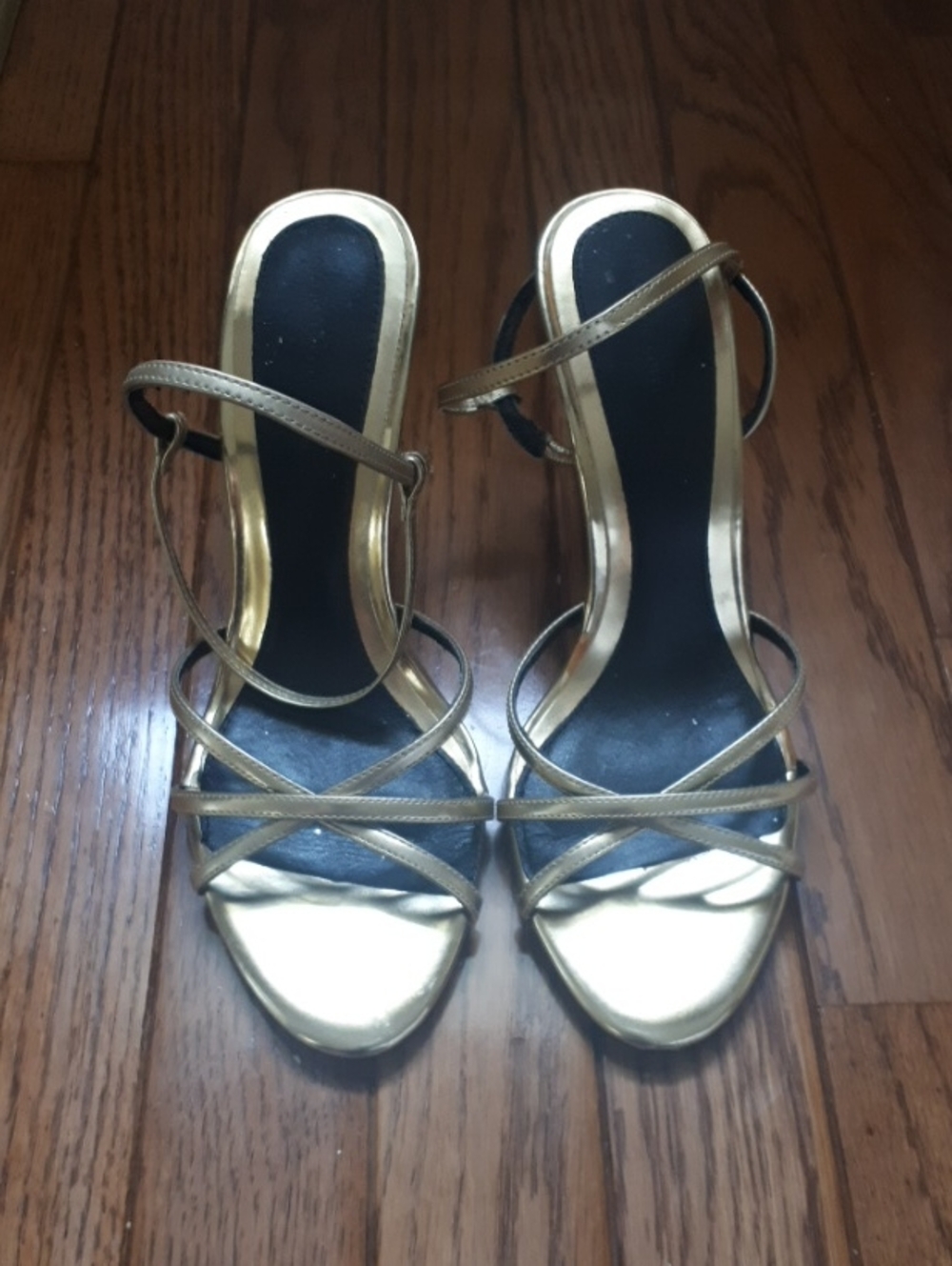 Zara Metallic Gold Strappy Heeled Sandals